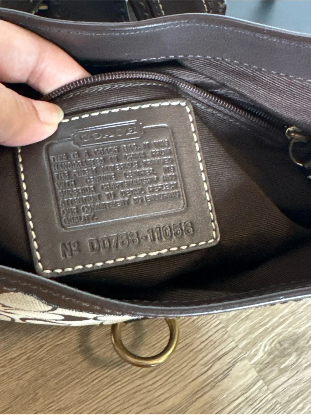 Coach Taupe & Dark Brown Signature Canvas Shoulder Bag